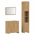 Badezimmerschrank – 3-teilig, aus Holzwerkstoff und Eichenholz, Artisan-Eiche, für Badezimmer