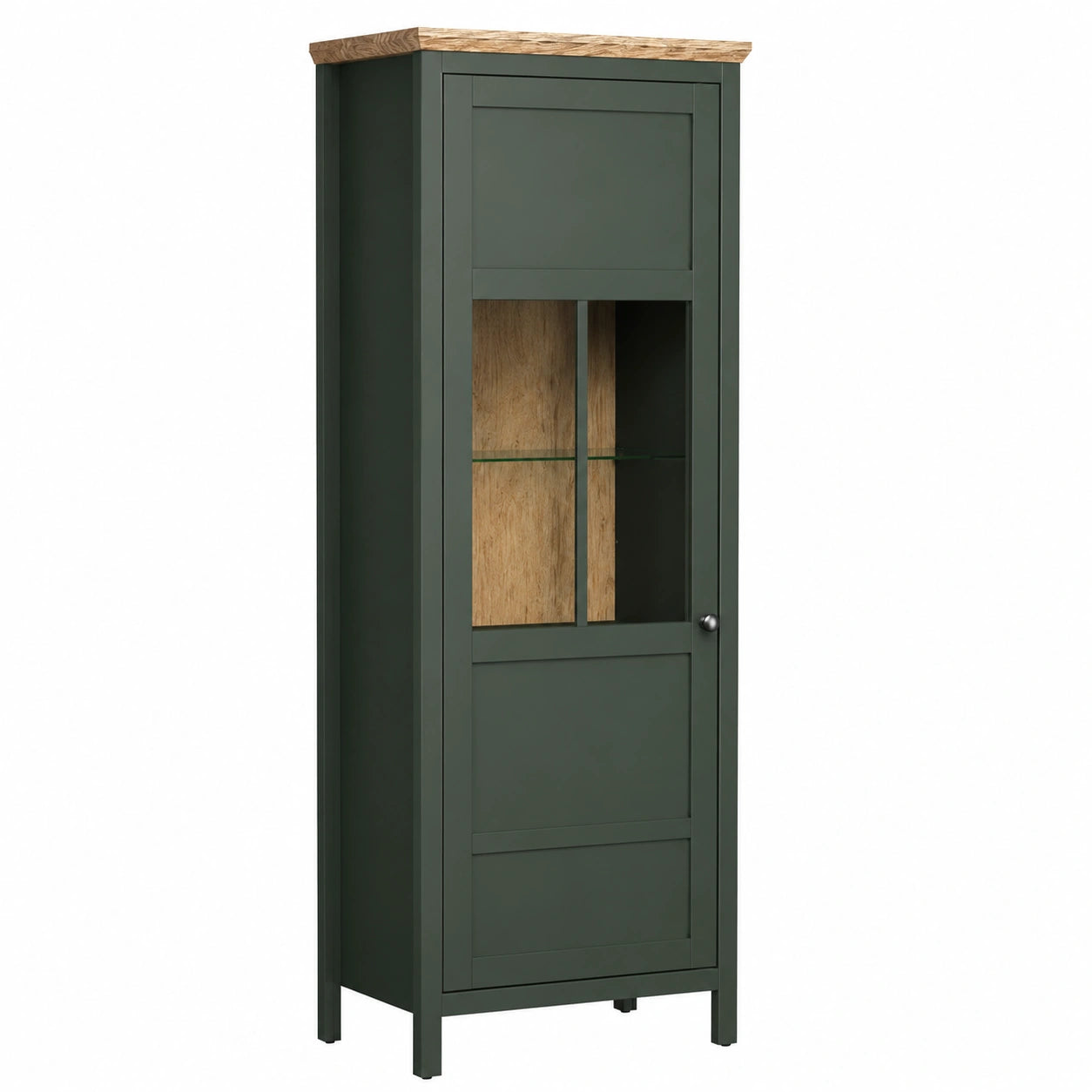 Vitrine – 69 × 198 × 39 cm, Landhausstil, aus Eichenholz