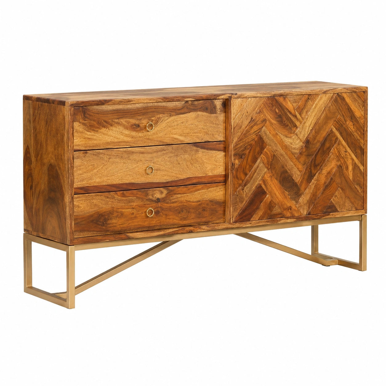 Sideboard – 118 × 30 × 60 cm, mit Schubladen, aus Holz