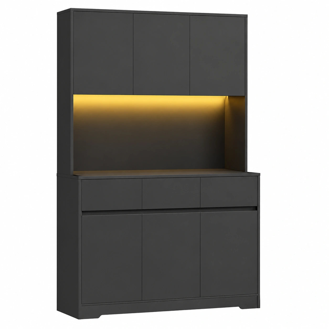 Küchenschrank – mit LED-Beleuchtung, Schwarz