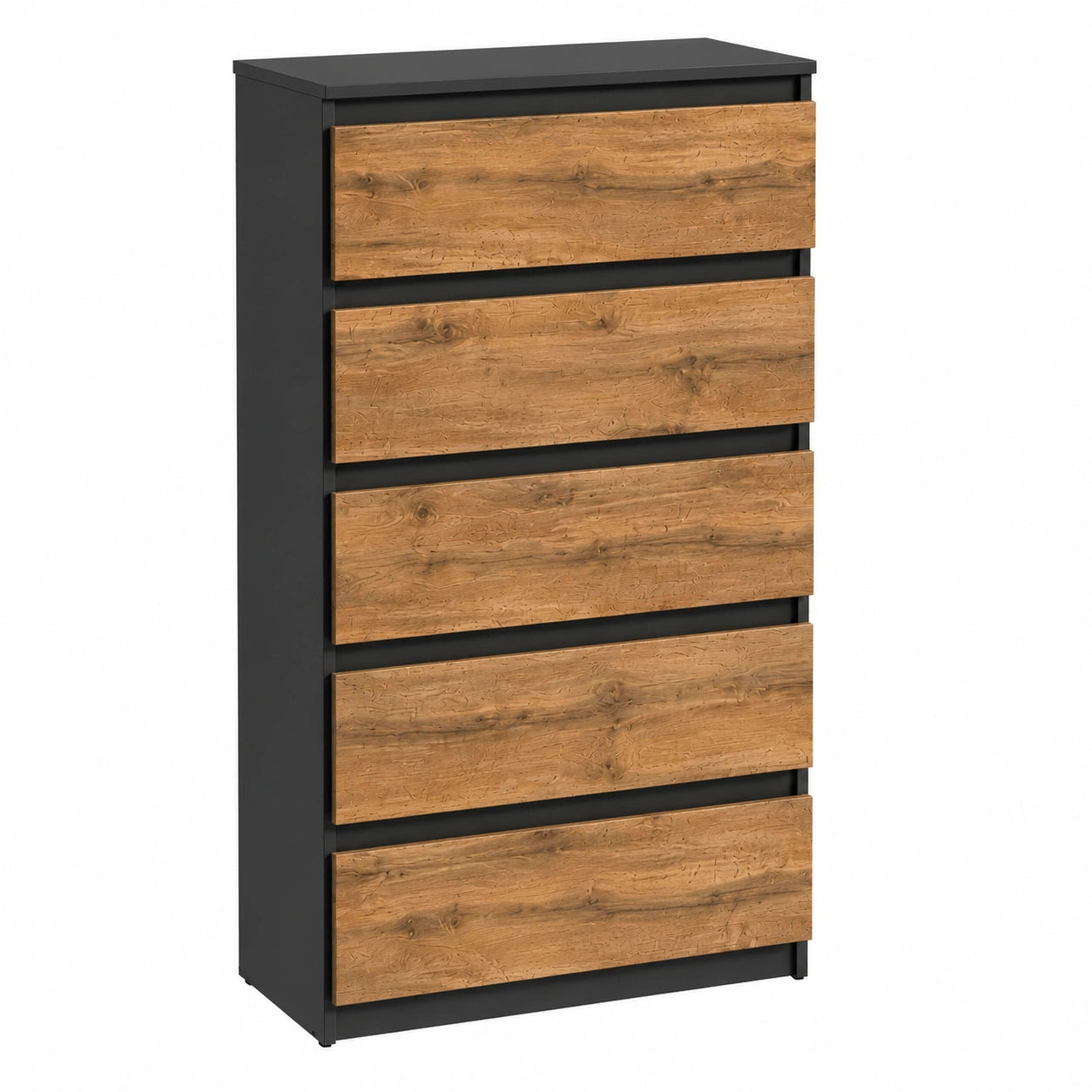 Kommode – 70 × 115 × 33,5 cm, mit Schubladen, aus Holz, Grau, für Schlafzimmer und Flur