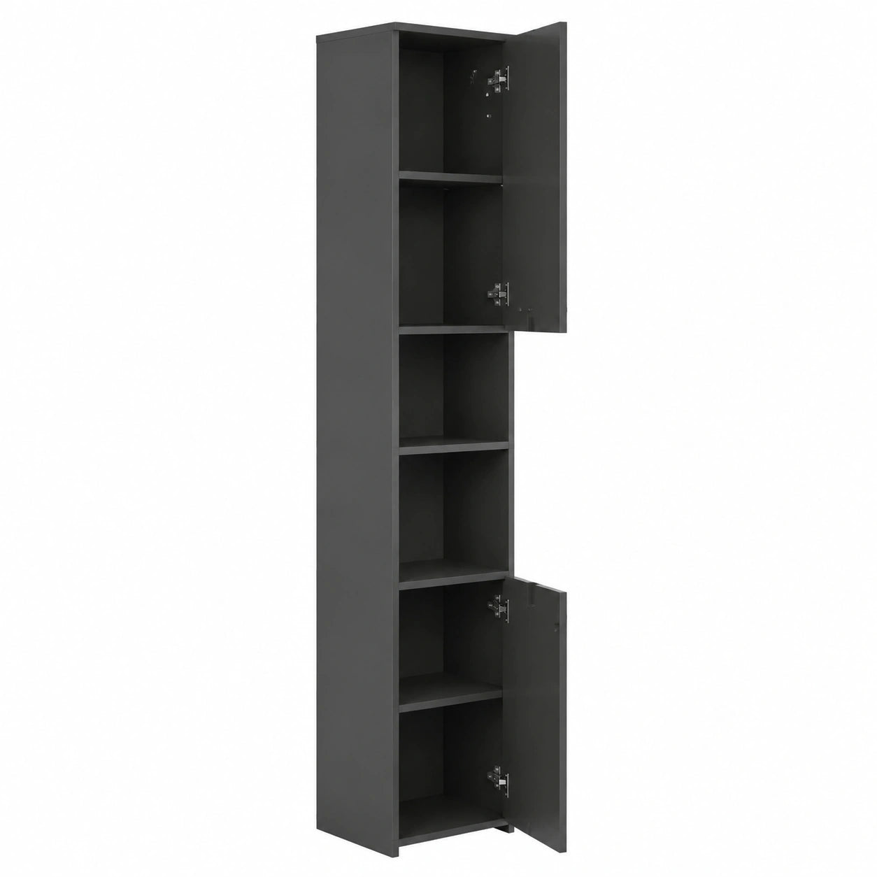 Hochschrank – 180 × 33 × 34 cm, aus Holz, Anthrazit und Schwarz, für Badezimmer