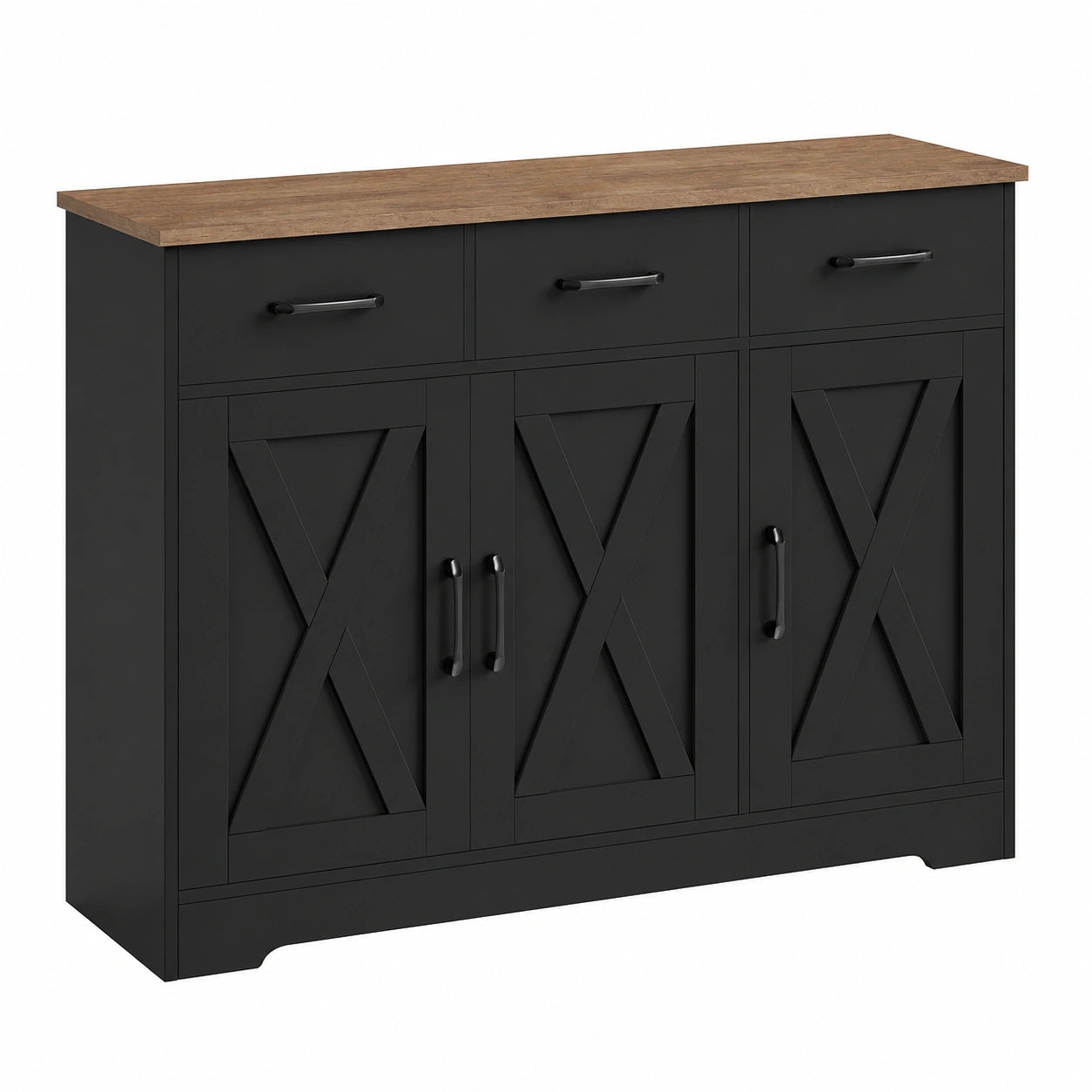 Sideboard – mit Schubladen, mit mehreren Türen, aus Holz, Braun, für Esszimmer, Küche und Wohnzimmer