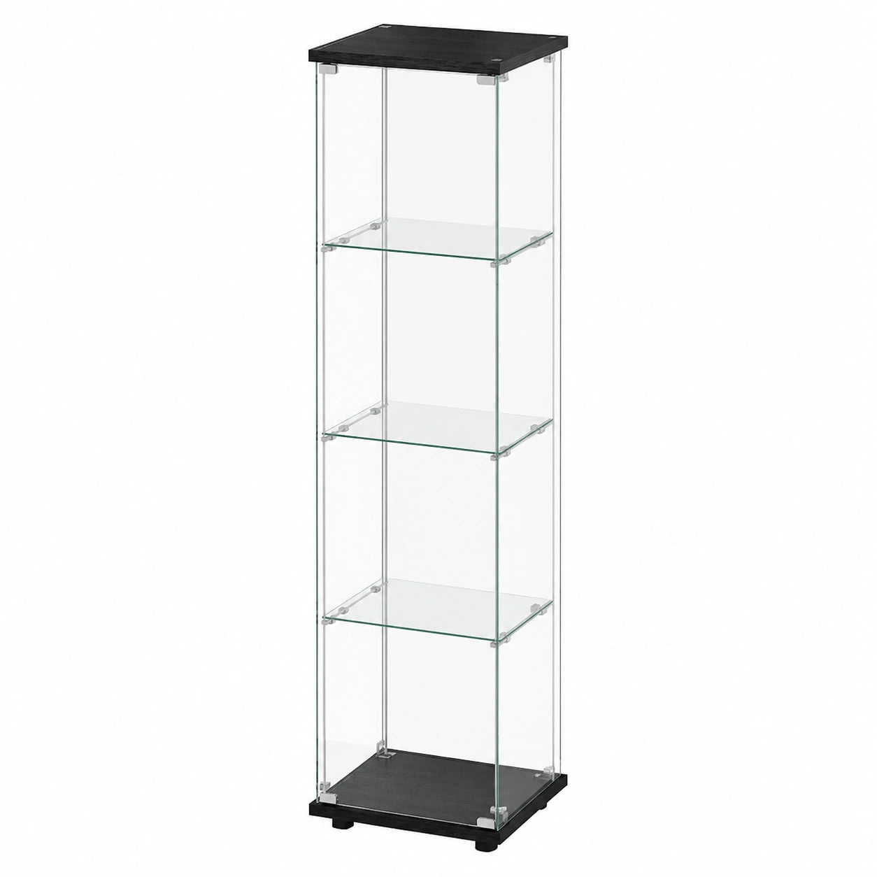 Glasvitrine – 164 × 42.5 × 36.5 cm, moderner Stil, aus Glas und Holz, Schwarz, für Küche, Wohnzimmer und Büro