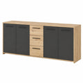 Sideboard – 179 cm, moderner Stil, mit Schubladen, mit mehreren Türen, aus Holzwerkstoff und Eichenholz, Artisan-Eiche und Schwarz, für Schlafzimmer