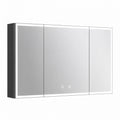 Spiegelschrank – 100 × 60 × 13,5 cm, mit mehreren Türen, aus Metall, Schwarz, für Badezimmer