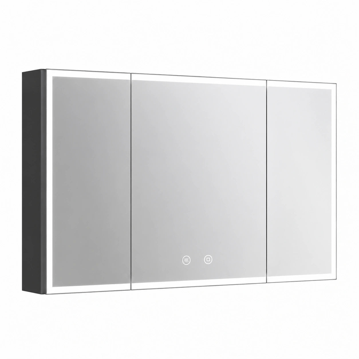 Spiegelschrank – 100 × 60 × 13,5 cm, mit mehreren Türen, aus Metall, Schwarz, für Badezimmer