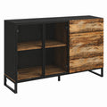 Sideboard – 160 × 95 × 41 cm, mit LED-Beleuchtung, mit Schubladen, Schwarz, für Wohnzimmer