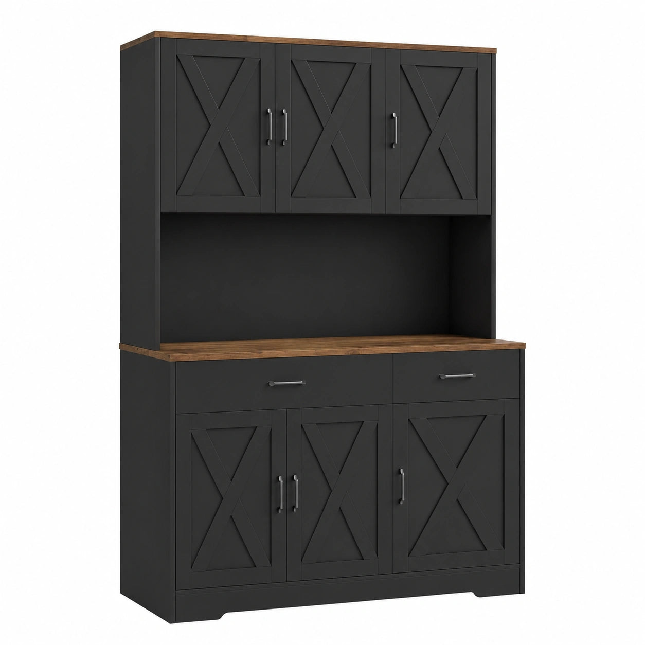 Küchenschrank – 105 × 180 cm, mit Schubladen, mit Ablagen, Schwarz, für Esszimmer, Küche und Wohnzimmer