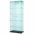 Glasvitrine – mit LED-Beleuchtung, aus Glas und Holz, Schwarz