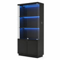 Vitrine – 75 × 38 × 180 cm, mit LED-Beleuchtung, für Wohnzimmer, Schlafzimmer und Büro