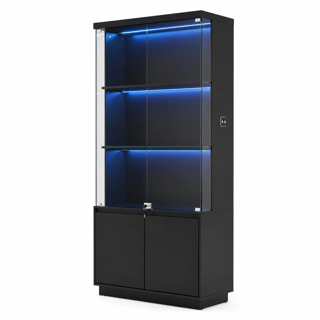 Vitrine – 75 × 38 × 180 cm, mit LED-Beleuchtung, für Wohnzimmer, Schlafzimmer und Büro