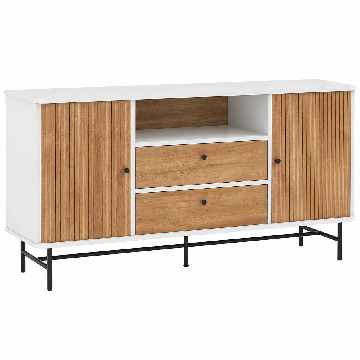 Sideboard – 150 × 45 × 74 cm, moderner Stil, mit Schubladen, aus Holz, Naturfarben, für Esszimmer, Küche und Wohnzimmer
