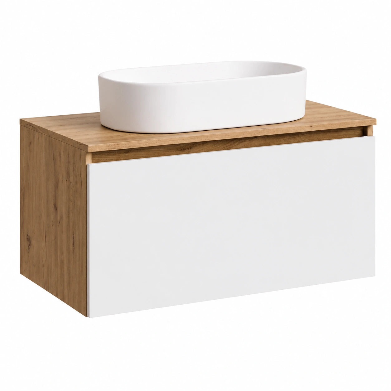 Waschtisch – 80 cm, aus Eichenholz, Gold