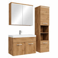 Spiegelschrank – 80 × 40 cm, mit LED-Beleuchtung, aus Eichenholz