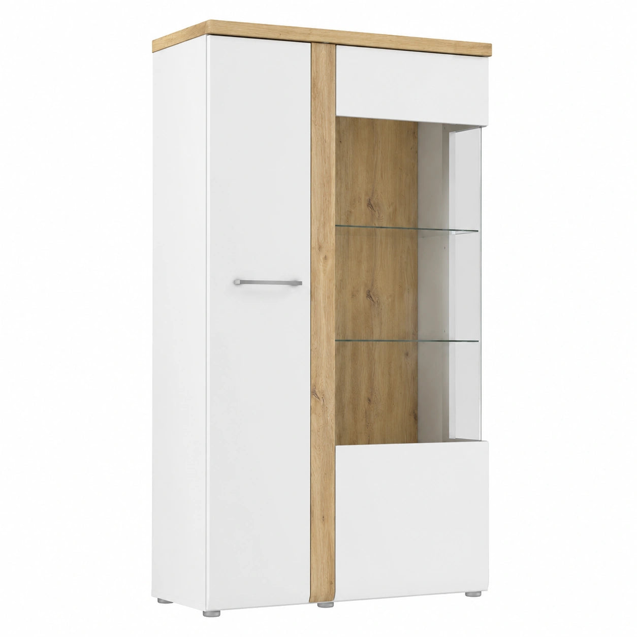 Vitrine – 98,5 × 164 × 43,2 cm, aus Holzwerkstoff und Eichenholz, Artisan-Eiche